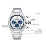 Naviforce NF8048 High Quality Stainless Steel Chronograph Classic Stylish Couple's Watch – Dial Color: Blue, Strap Color: White – Thumbnail 5